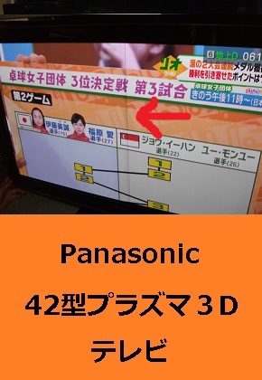 Panasonic 42型プラズマ３Dテレビ　TH-P42VT2 2010年製　付属品あり　JUNK